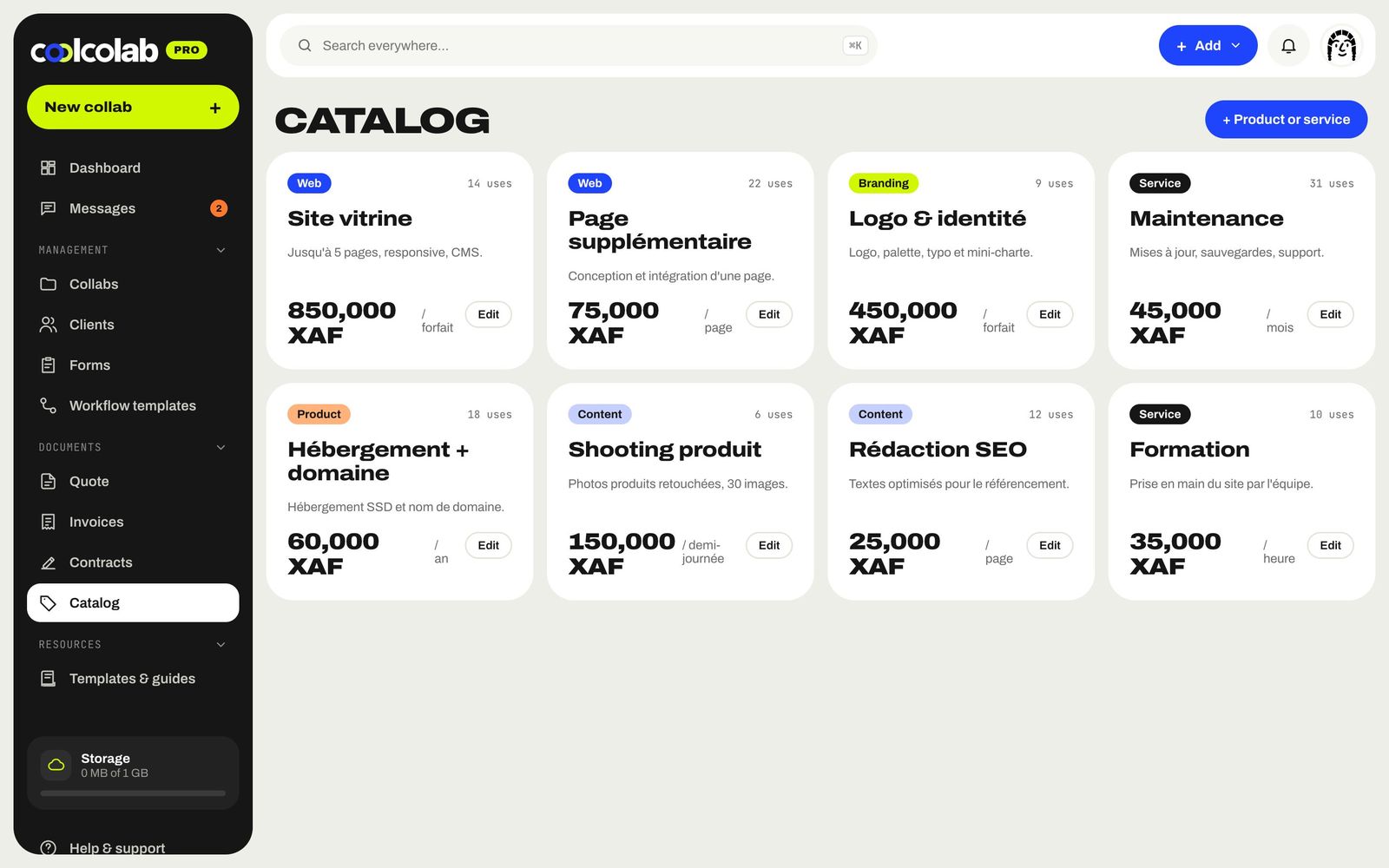 Service catalog