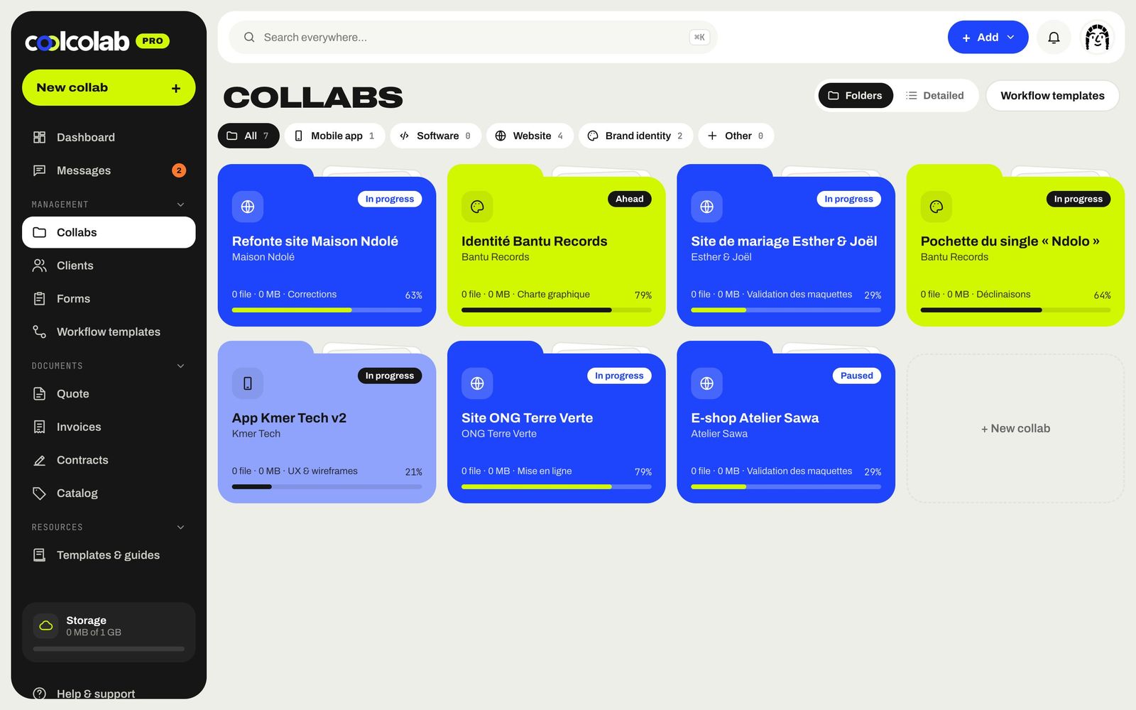 Collabs in folders
