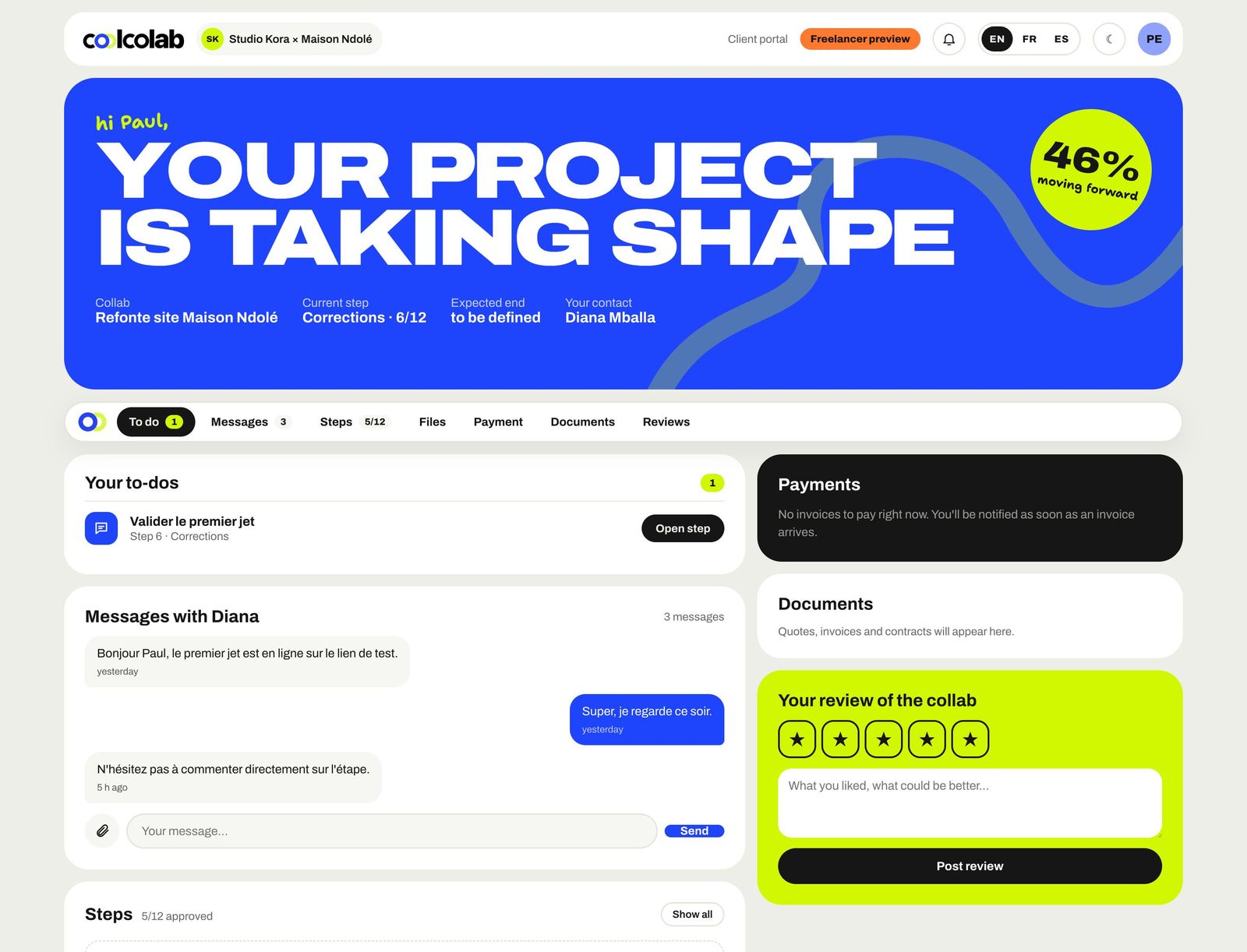 Paying an invoice from the client portal